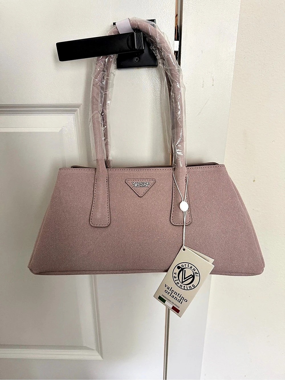 Valentino Orlandi Mauve/Lilac Suede-Look Shoulder Tote Bag NWT